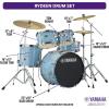 imageYamaha Rydeen 5Piece Drum Set With 22quot Bass Drum Floor Tom 2 Toms With Ball Clamp And Wood Snare Drum Orange GlitterGloss Pale Blue