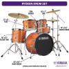 imageYamaha Rydeen 5Piece Drum Set With 22quot Bass Drum Floor Tom 2 Toms With Ball Clamp And Wood Snare Drum Orange GlitterOrange Glitter