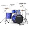 imageYamaha Rydeen 5pc Shell Pack with 22quot Bass Drum Fine BlueFine Blue