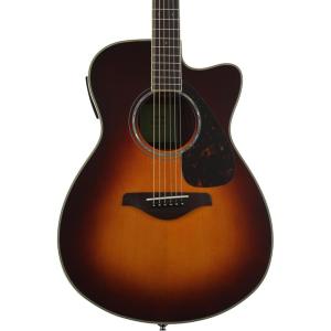 imageYamaha FSX830C Small Body Solid Top Cutaway AcousticElectric Guitar NaturalBrown Sunburst